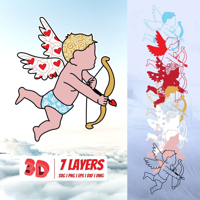3D Valentine Cupid SVG Cut File