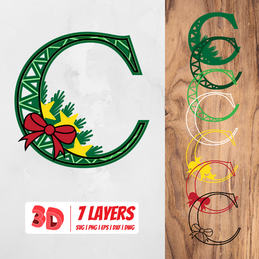 3D Christmas Letter C SVG Cut File - Svg Ocean