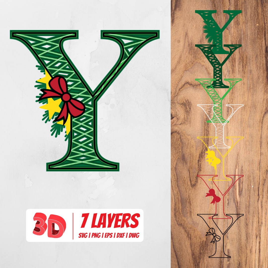 3D Christmas Letter Y SVG Cut File vector for instant download - Svg ...