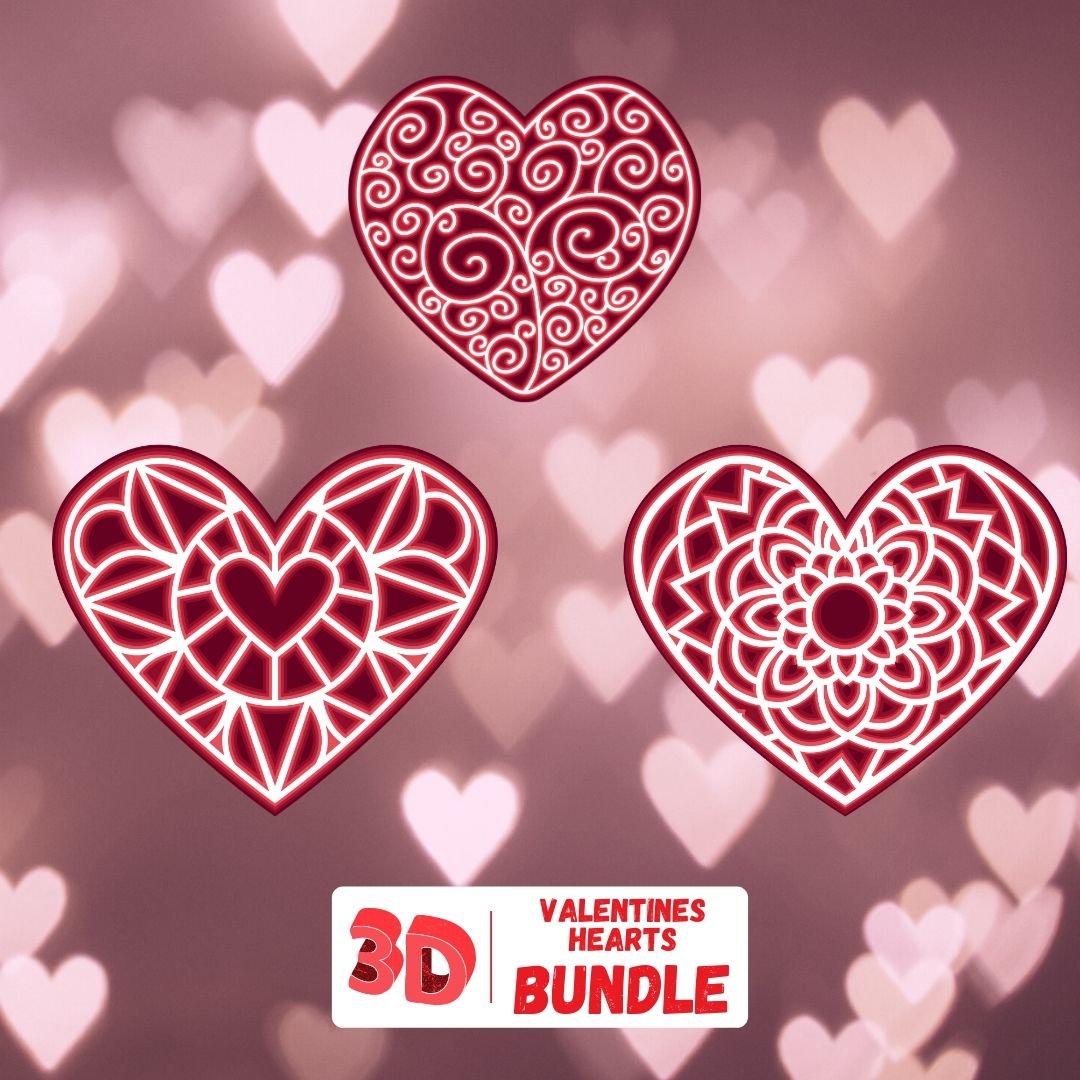 3D Valentines Hearts SVG Bundle vector for instant download - Svg Ocean ...