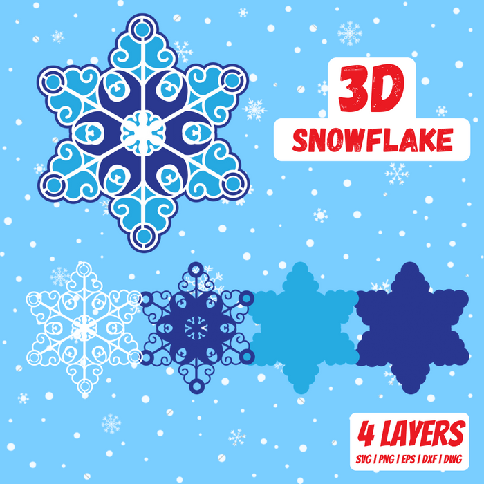 Free 3D Snowflake SVG Cut File