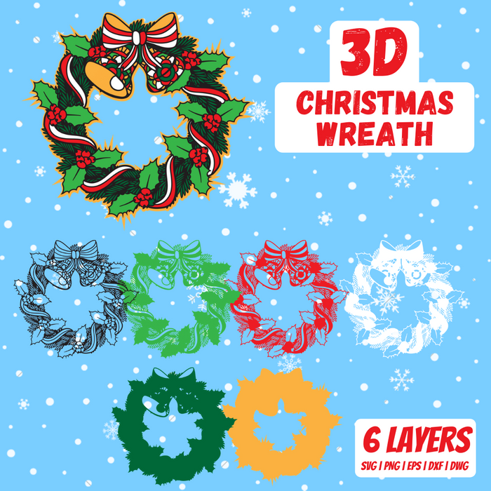 Free 3D Christmas wreath SVG Cut File