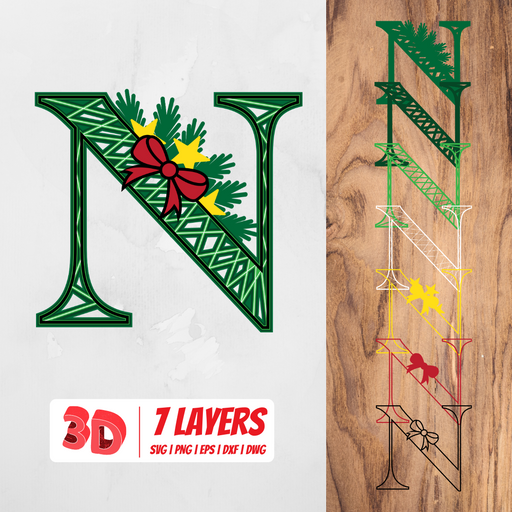 3D Christmas Letter N SVG Cut File - Svg Ocean