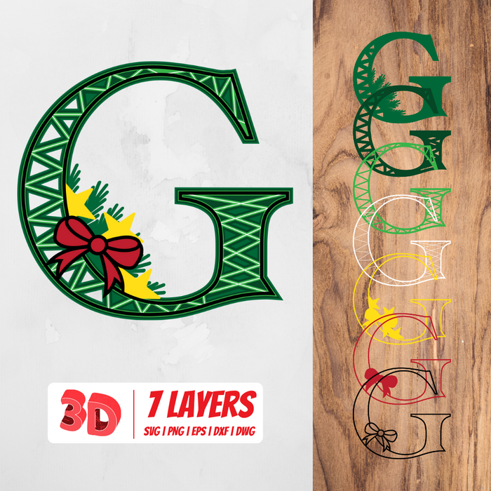 3D Christmas Letter G SVG Cut File - Svg Ocean