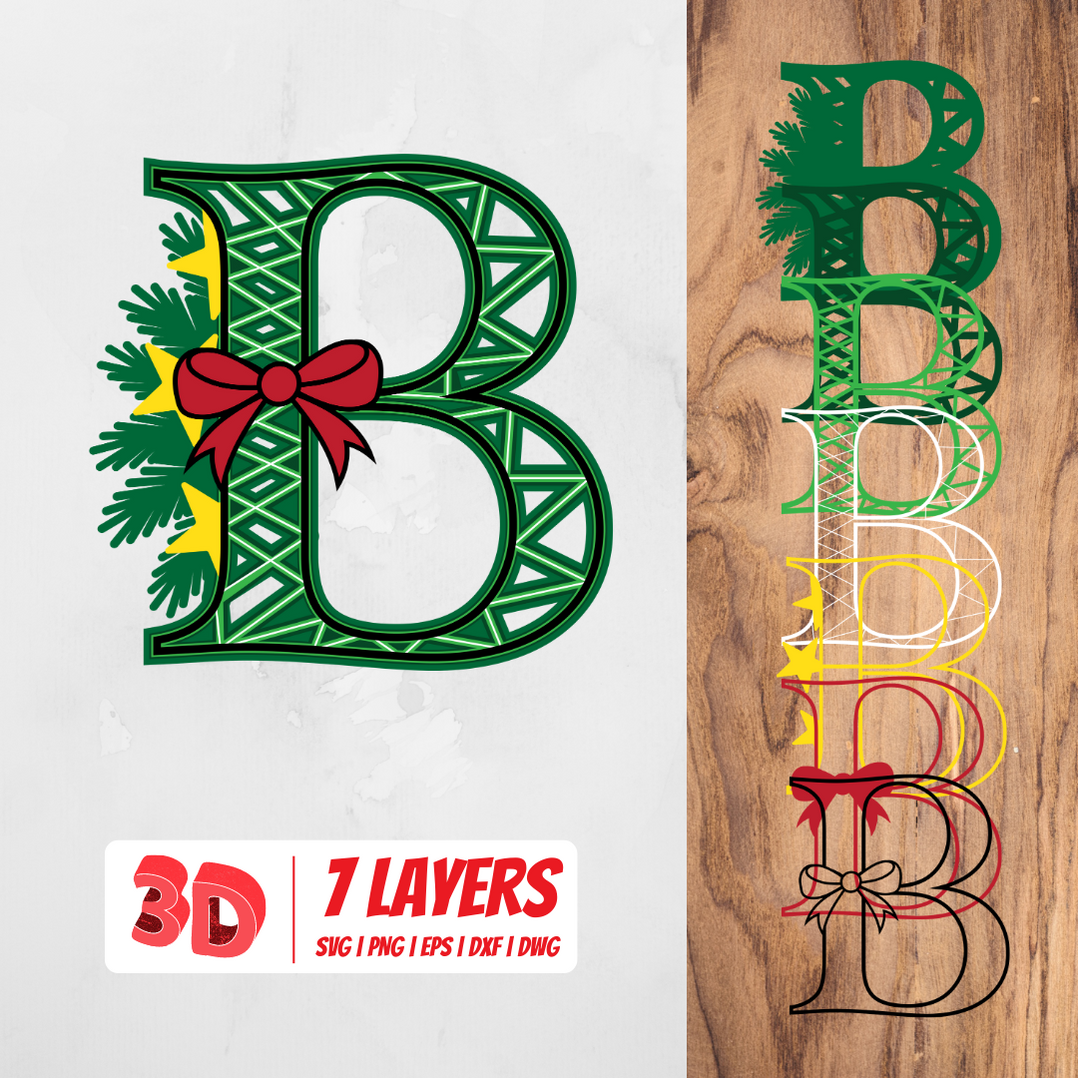 3D Christmas Letter B SVG Cut File Vector For Instant Download - Svg ...