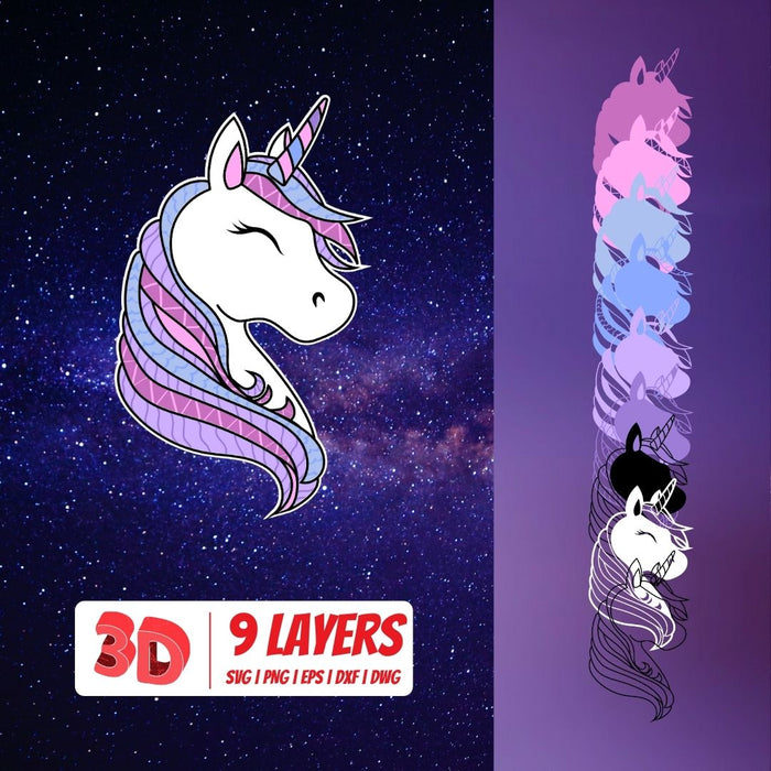 3D Unicorn SVG Cut File - Svg Ocean