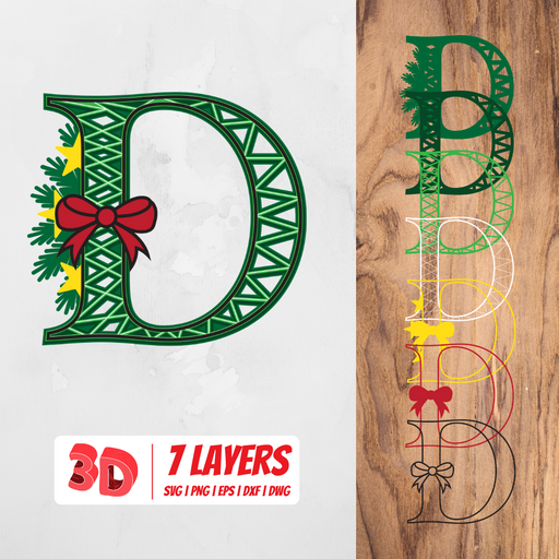 3D Christmas Letter D SVG Cut File - Svg Ocean