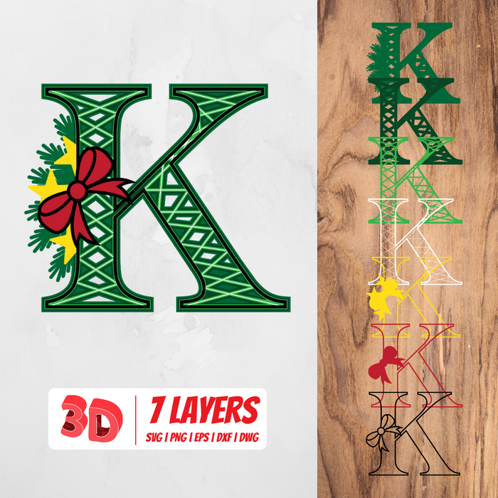 3D Christmas Letter K SVG Cut File - Svg Ocean