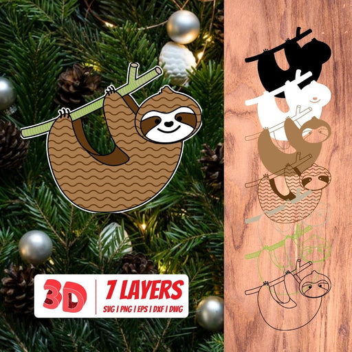 3D Christmas sloth SVG Cut File - Svg Ocean