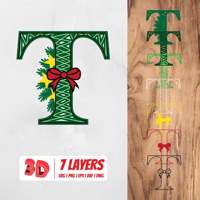 3D Christmas Letter T SVG Cut File - Svg Ocean