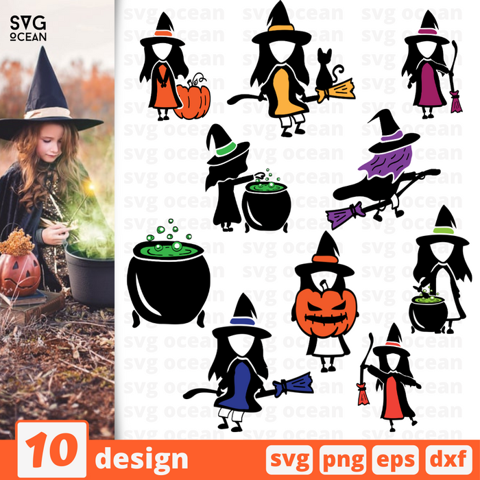 Halloween cute witches SVG bundle - Svg Ocean