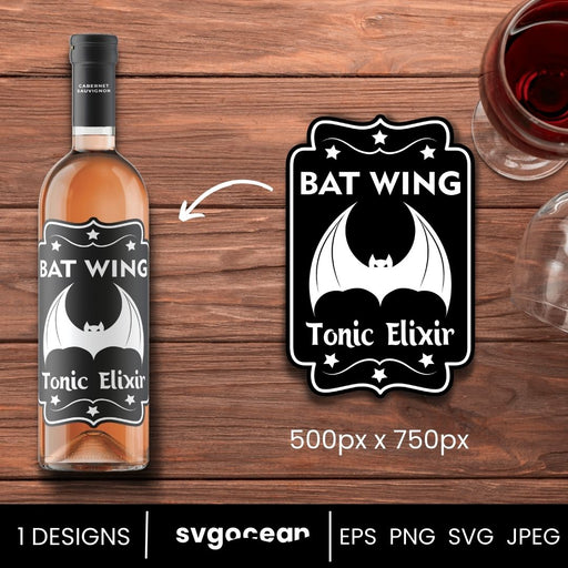 Bat Wing Bottle Labels Svg - Svg Ocean