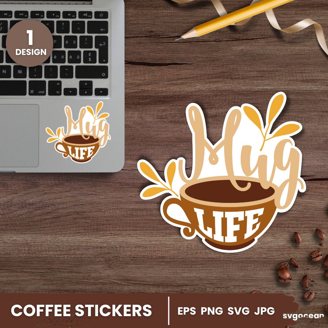 Free Coffee Sticker SVG vector for instant download - Svg Ocean — svgocean
