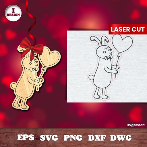 Valentine Rabbit Gift Tags Laser Cut - svgocean
