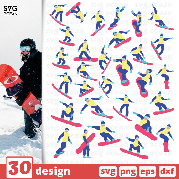 Snowboarding svg bundle