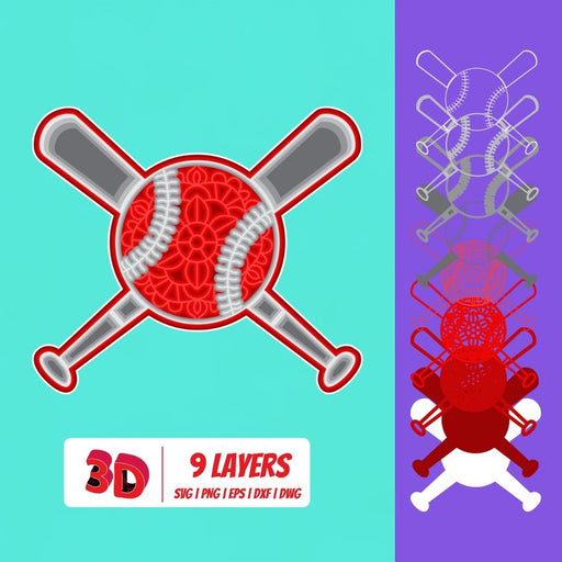Baseball 2 3D Layered SVG Cut File - Svg Ocean