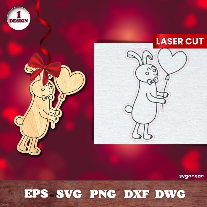 Valentines Rabbit Gift Tags Laser Cut File - svgocean