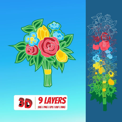 3D Bouquet 1 SVG Cut File
