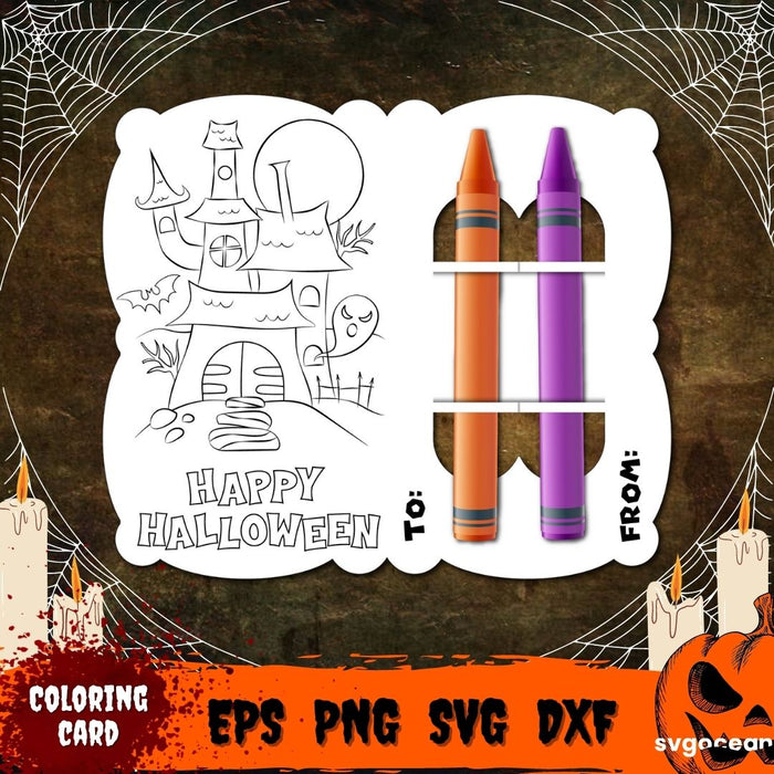 Halloween Coloring Card Svg Bundle - Svg Ocean