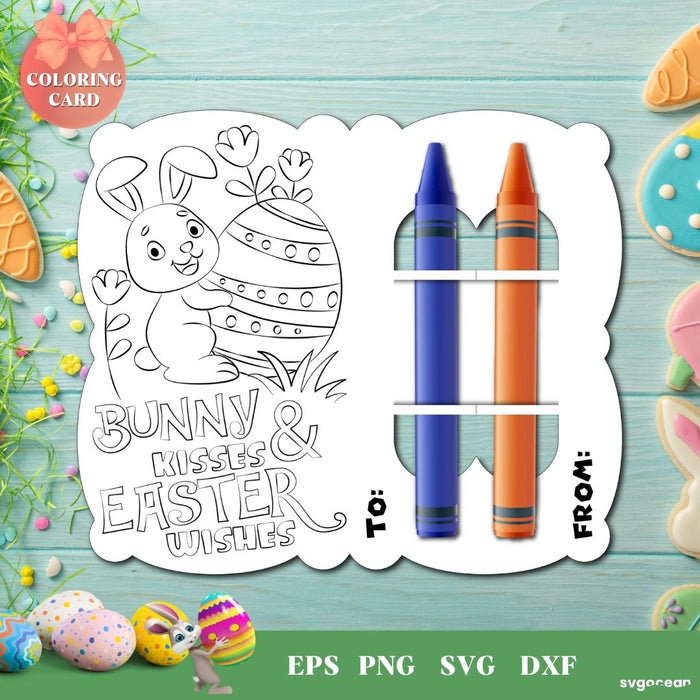 Easter Bunny Coloring Card SVG - svgocean