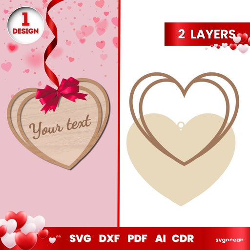 Valentines Day Heart Tags Laser Cut File - svgocean