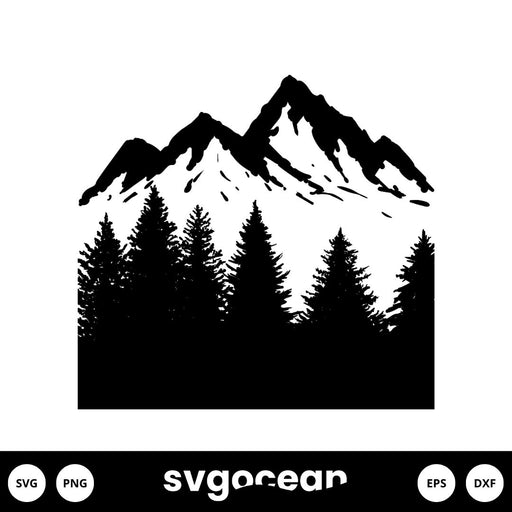 Mountain And Tree Svg - Svg Ocean