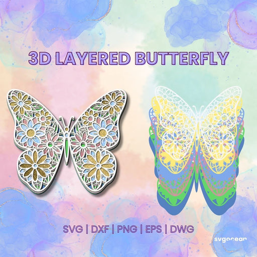 3D Butterfly SVG - Svg Ocean