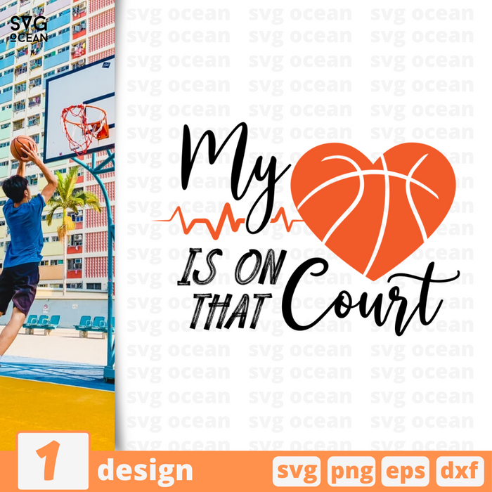 My heart is on that court SVG bundle vector for instant download - Svg