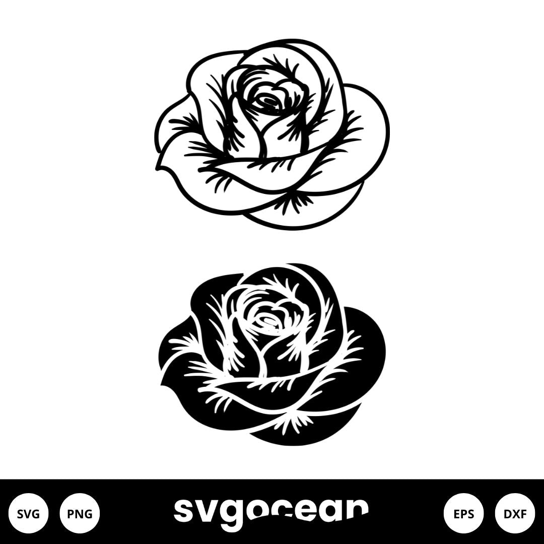 Silhouette Of Rose Vector Illustration Royalty Free SVG, Cliparts