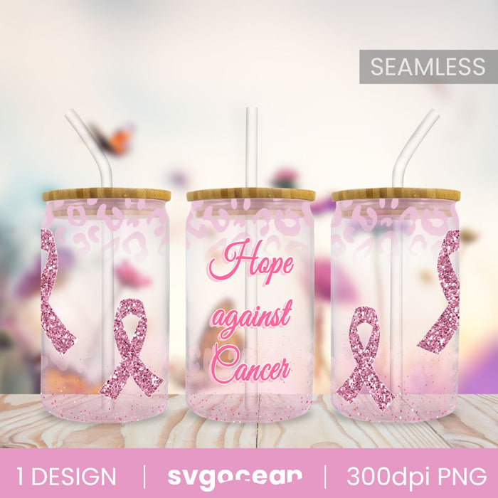 Cancer Glitter Glass Can - Svg Ocean