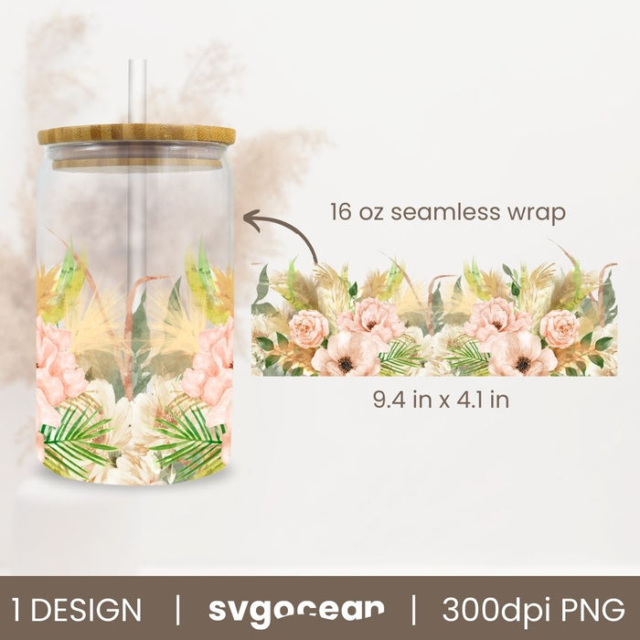 Flowers Glass Sublimation - Svg Ocean