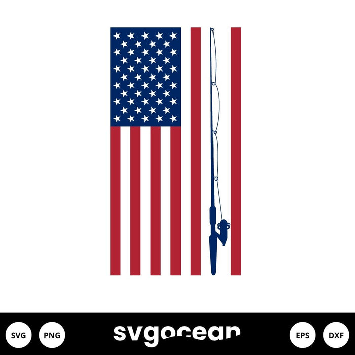 Fishing Pole Flag SVG vector for instant download