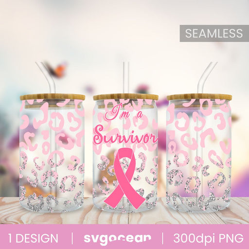 Leopard Breast Cancer Glass Can - Svg Ocean