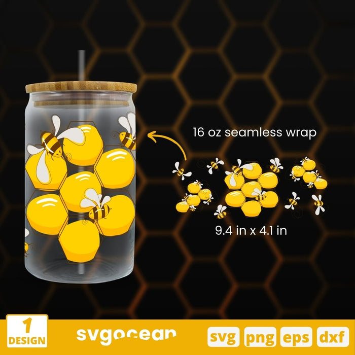 Bees Can Glass Wrap SVG Bundle - Svg Ocean