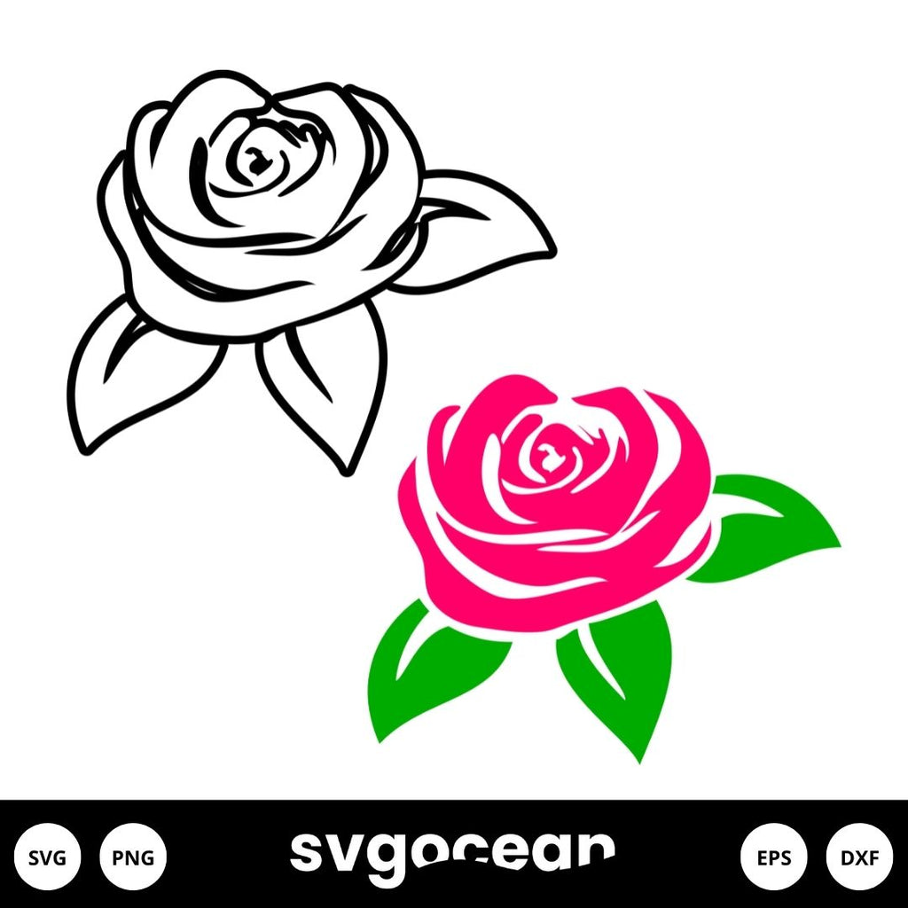 Rose With Stem SVG vector for instant download - Svg Ocean — svgocean