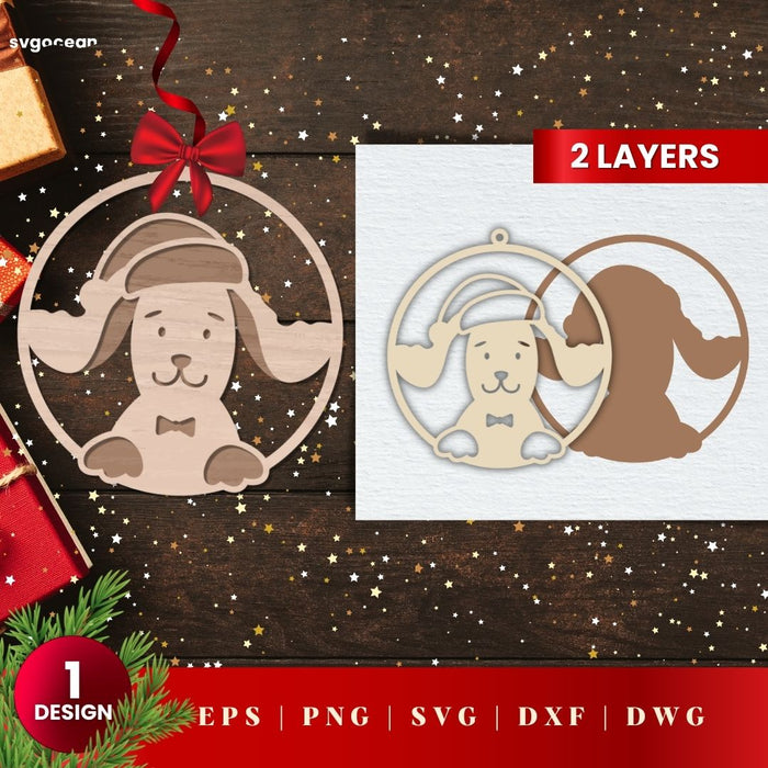 Laser Cut Dog Christmas Ornament SVG - Svg Ocean