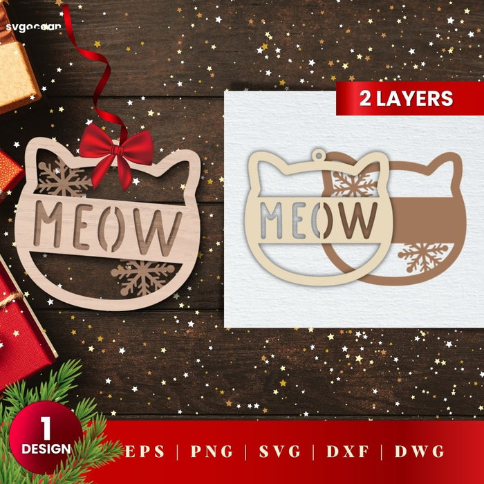 Laser Cut Cat Christmas Ornament SVG - Svg Ocean