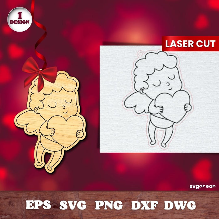 Valentines Angel Gift Tags Laser Cut File - svgocean