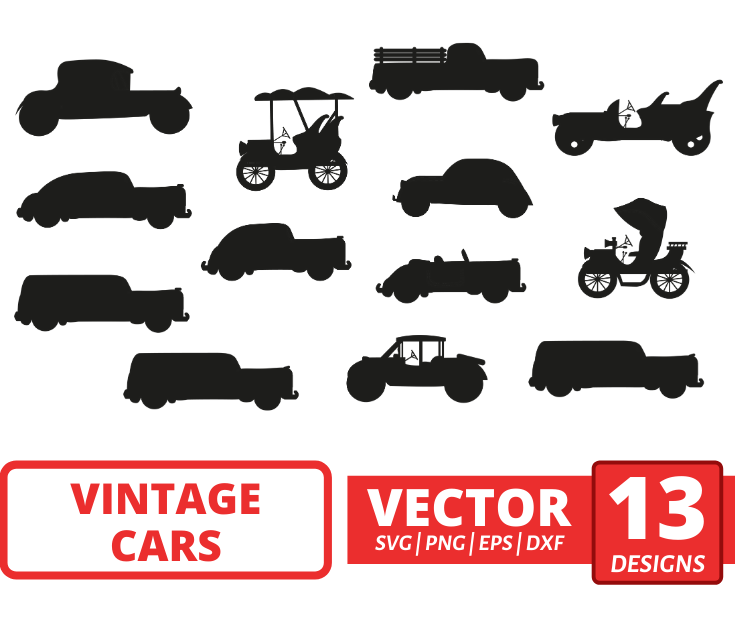 Vintage cars silhouette svg