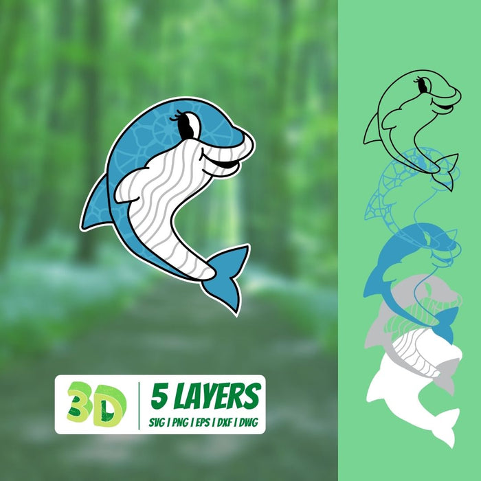 3D Dolphin SVG