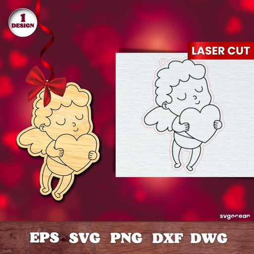 Valentines Angel Gift Tags Laser Cut - svgocean