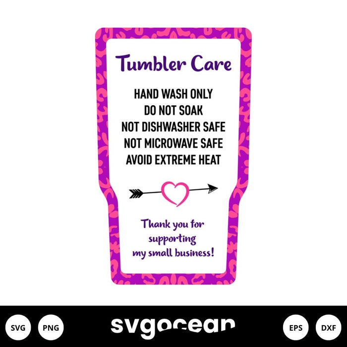 Tumbler Care Cards SVG Bundle - Svg Ocean