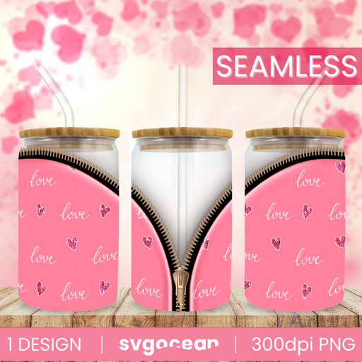 Valentines Design Glass Can Wrap Sublimation - svgocean