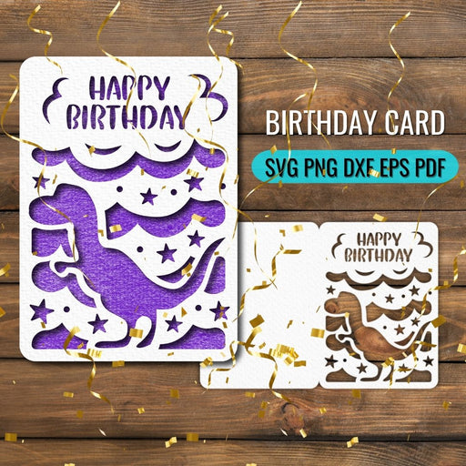 FREE Dinosaur Birthday Card Papercut SVG - Svg Ocean
