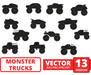 Monster trucks silhouette svg
