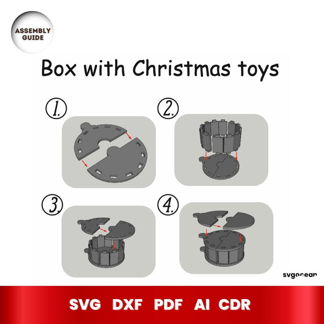 Christmas Gift Box Laser Cut vector for instant download Svg Ocean