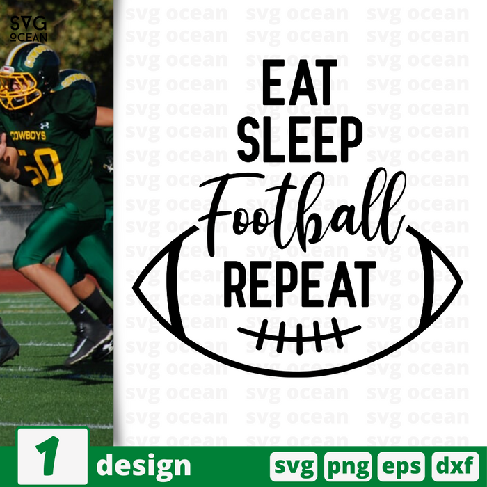 Eat Sleep Football Repeat SVG vector bundle - Svg Ocean