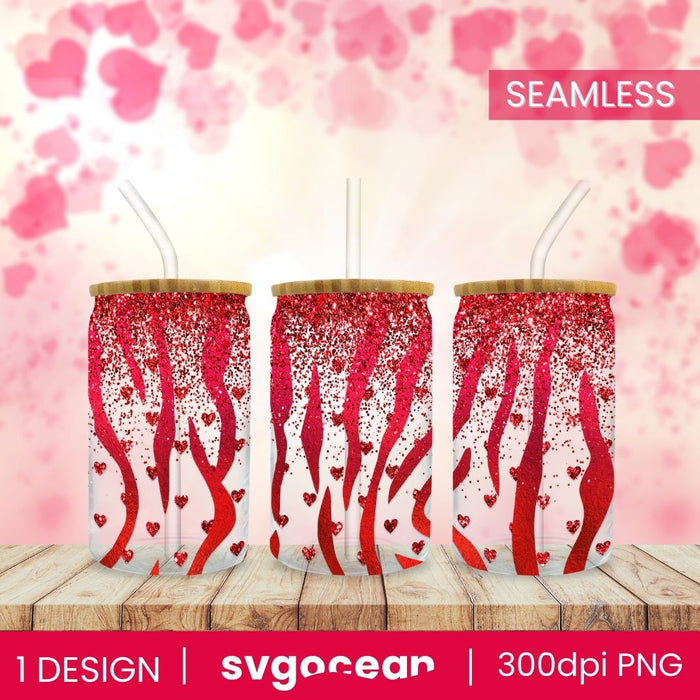 Red Glitter Leopard Glass Can Wrap Sublimation - svgocean