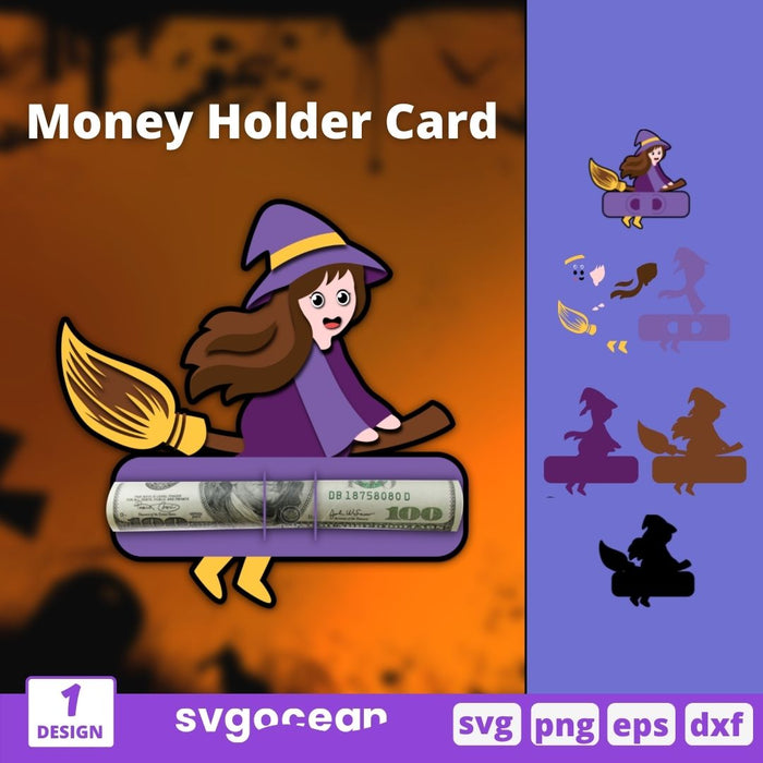 Witch Money Holder Card Svg - Svg Ocean