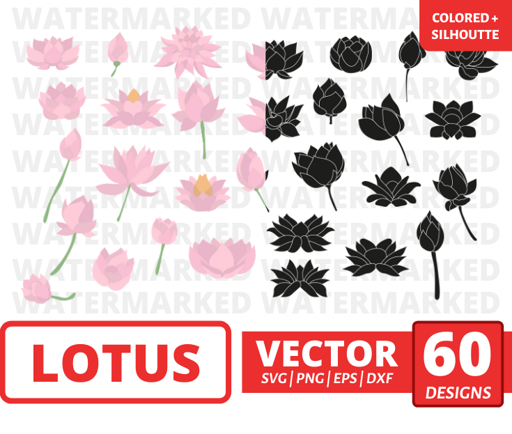 Lotus SVG, Lotus Flower SVG, Lotus Vector, Lotus Clipart, Lotus PNG, DXF, EPS